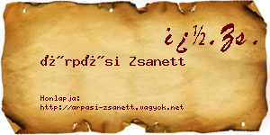 Árpási Zsanett névjegykártya